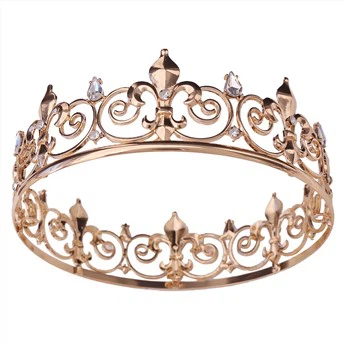 Αξεσουάρ κοστουμιών Royal King Tiara And Crown Full Metal Tiara για ενήλικες ανδρικά καπέλα χορού χορού κορυφαίας ποιότητας